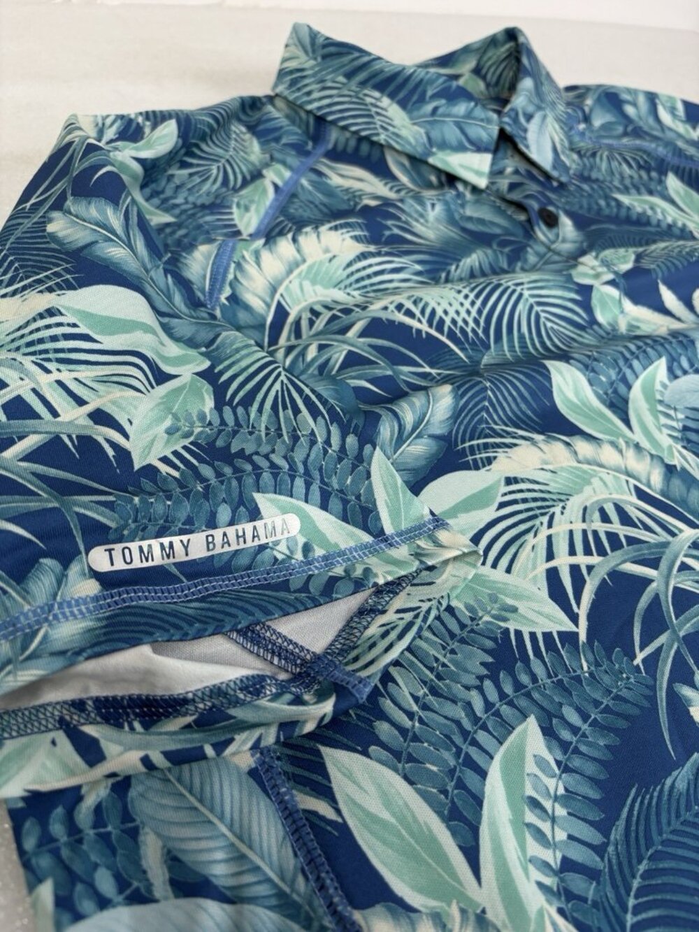 Tommy Bahama IslandZone Fuego Palms Polo Shirt Men’s XL Blue Performance Stretch - Picture 5 of 12
